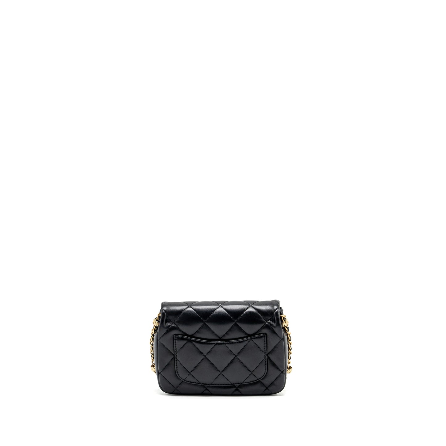 Chanel Quilted flap bag with detailed logo and chain lambskin black GHW (microchip)