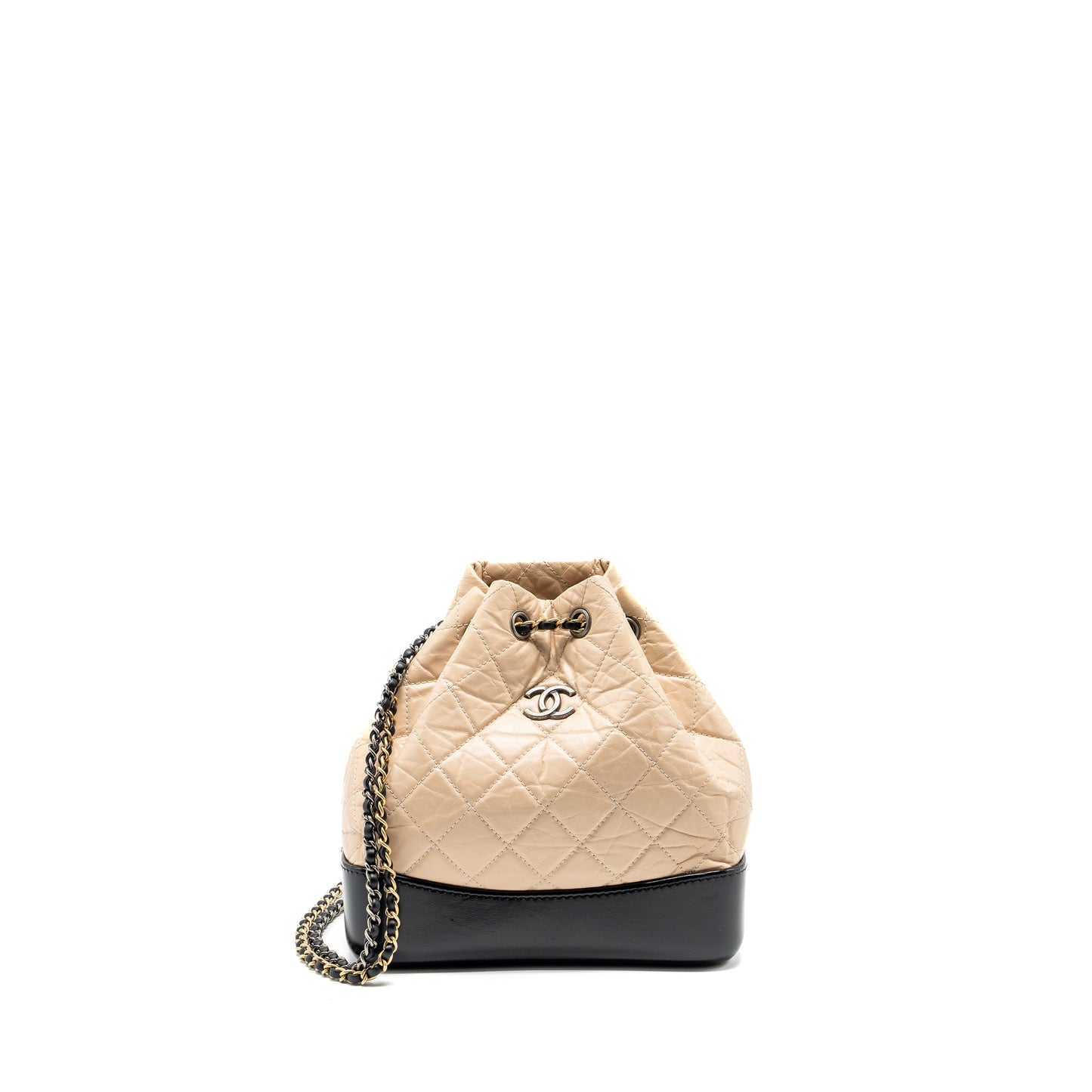 Chanel Small Gabrielle Backpack Aged Calfskin Beige/Black Multicolour Hardware
