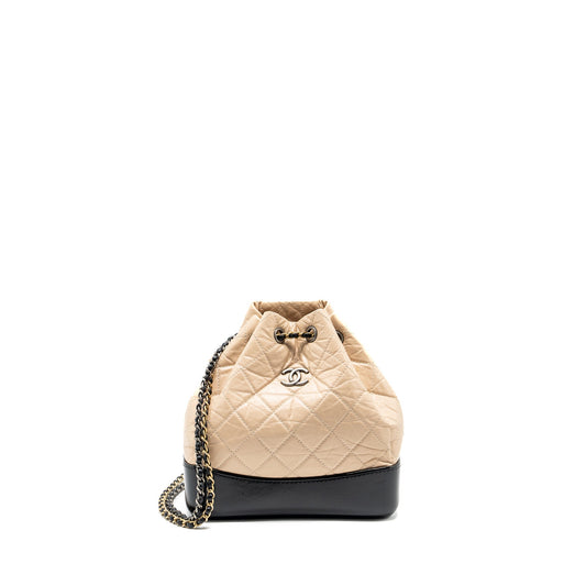 Chanel Small Gabrielle Backpack Aged Calfskin Beige/Black Multicolour Hardware