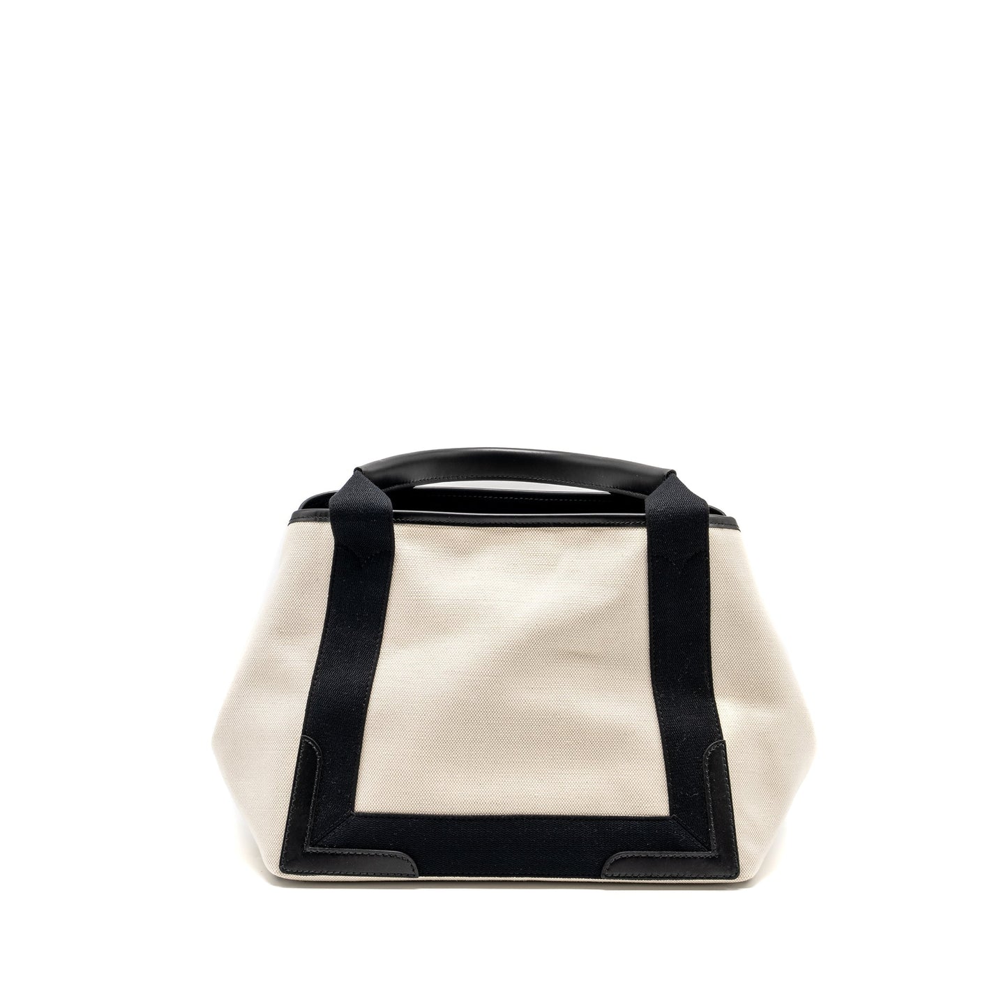 Balenciaga Cabas Tote Bag Canvas/Calfskin Natural/Black SHW