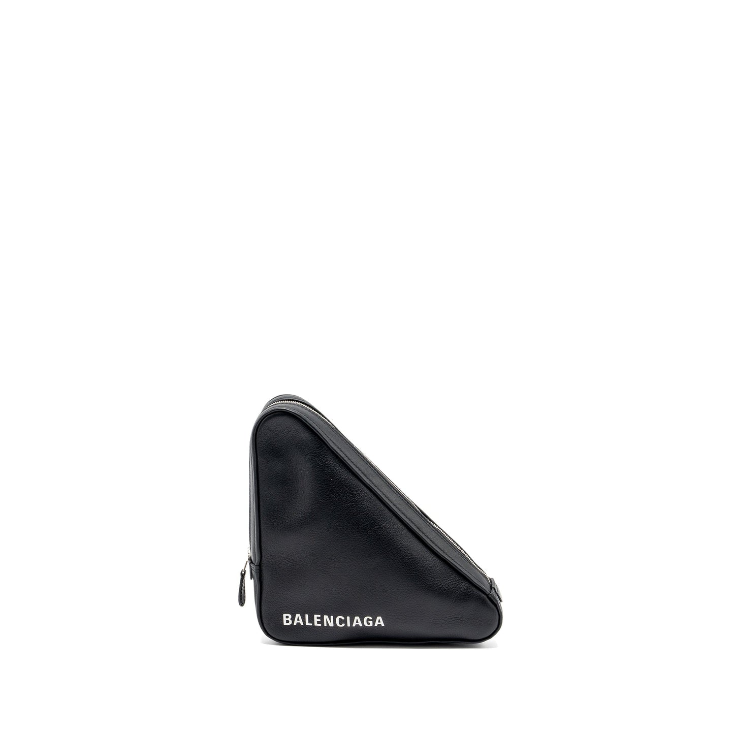 Balenciaga triangle zip clutch calfskin black SHW