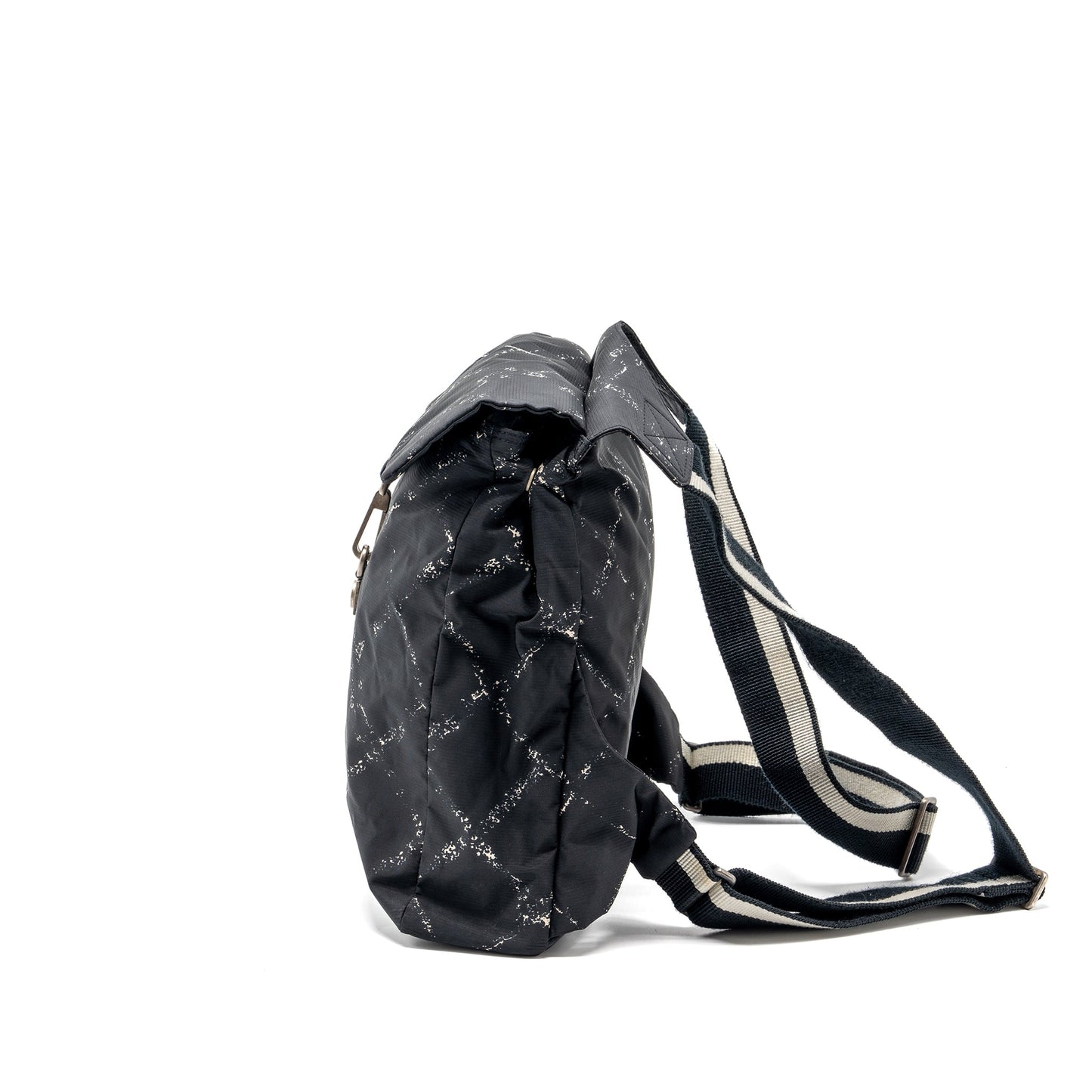 CHANEL Travel Line Check Nylon Backpack Black/White Ruthenium Hardware