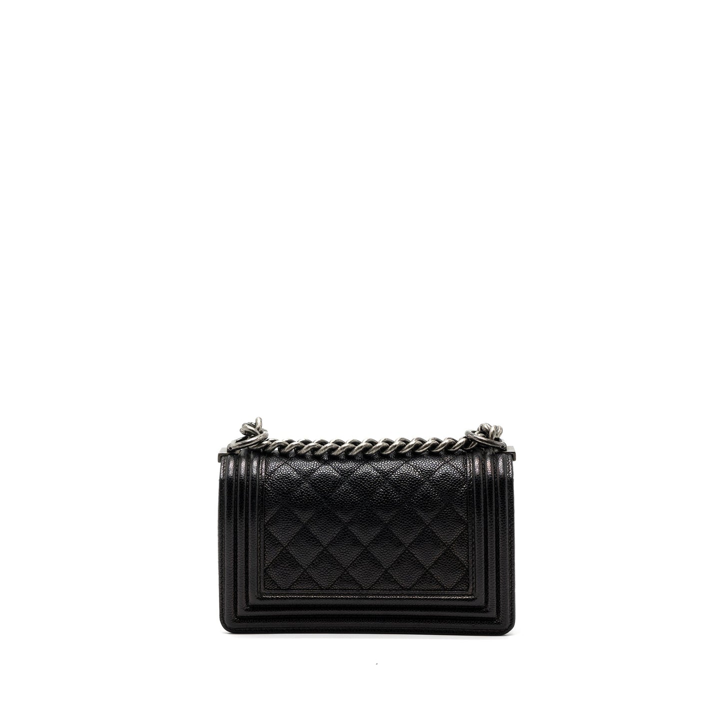 Chanel small boy bag caviar black ruthenium hardware