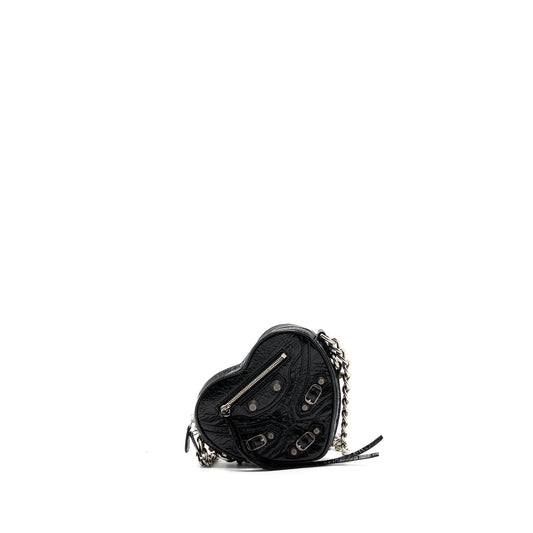 Balenciaga Le Gagole Heart Mini Bag Arena Lambskin Black Ruthenium Hardware
