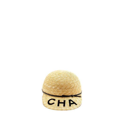 Chanel Size S 19S Letter Logo Straw Cap Brown/Black