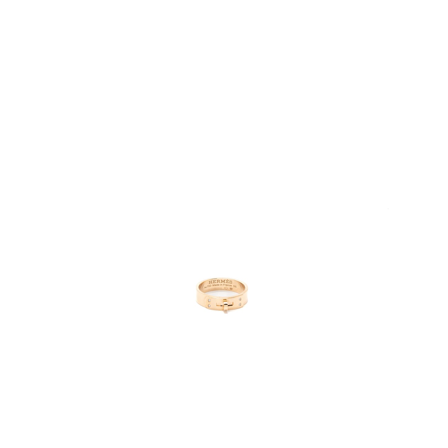 Hermes Size 55 Kelly Ring Small Model Rose Gold with 4 Diamonds