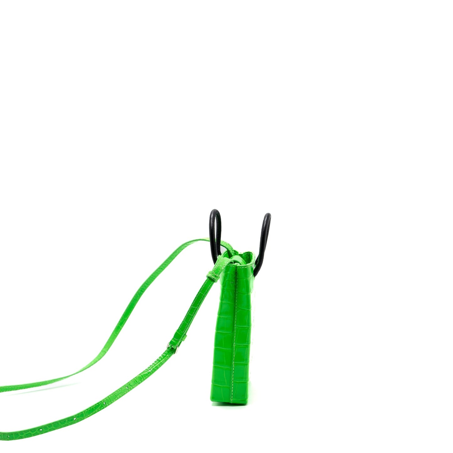 Balenciaga Shopping iPhone holder croc-embossed leather Green/Black SHW