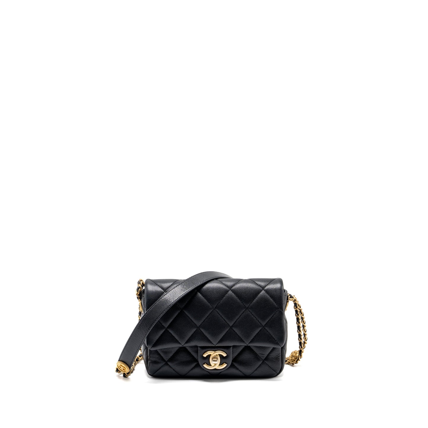 Chanel Twist your button quilted flap bag caviar black GHW (microchip)