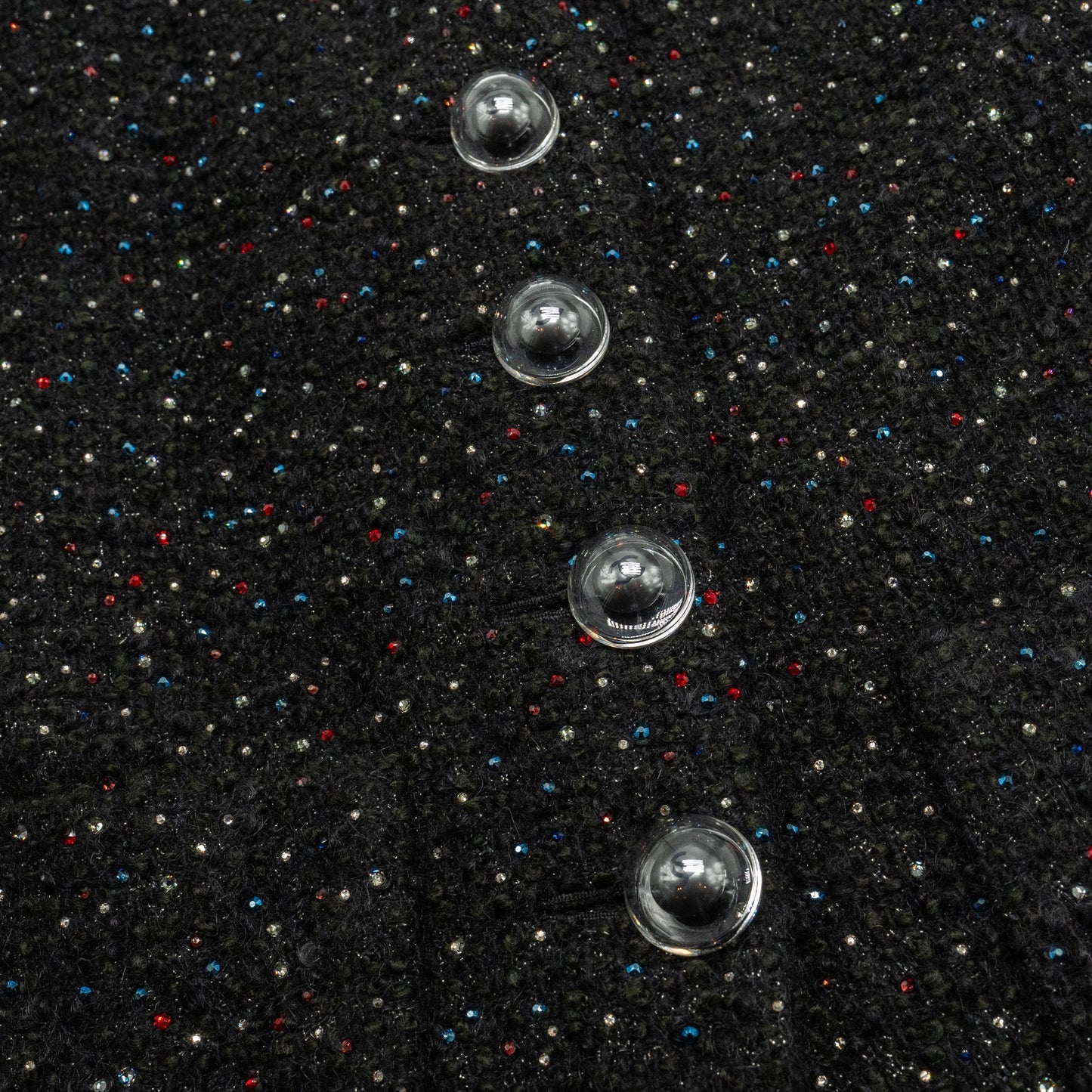 Chanel Size 38 Shining Crystal Tweed Dress Coat Wool/Acrylic Black/Multicolour