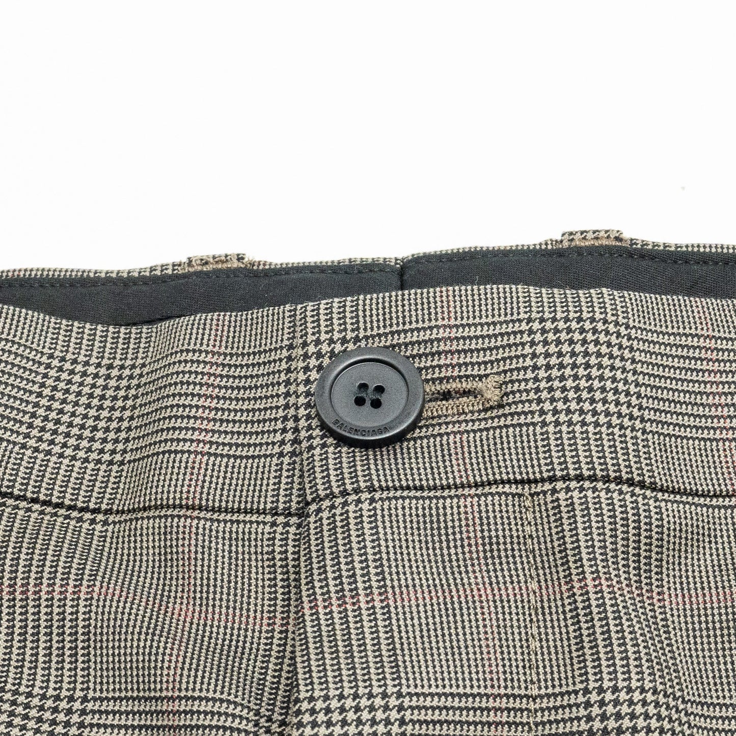 BALENCIAGA Size 44 Checked Single-Breasted Trousers Wool Dark Grey