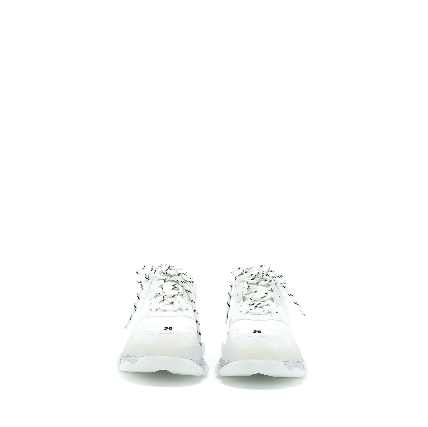 Balenciaga Size 36 Triple S Sneakers Clear Sole in White Double Foam/Mesh
