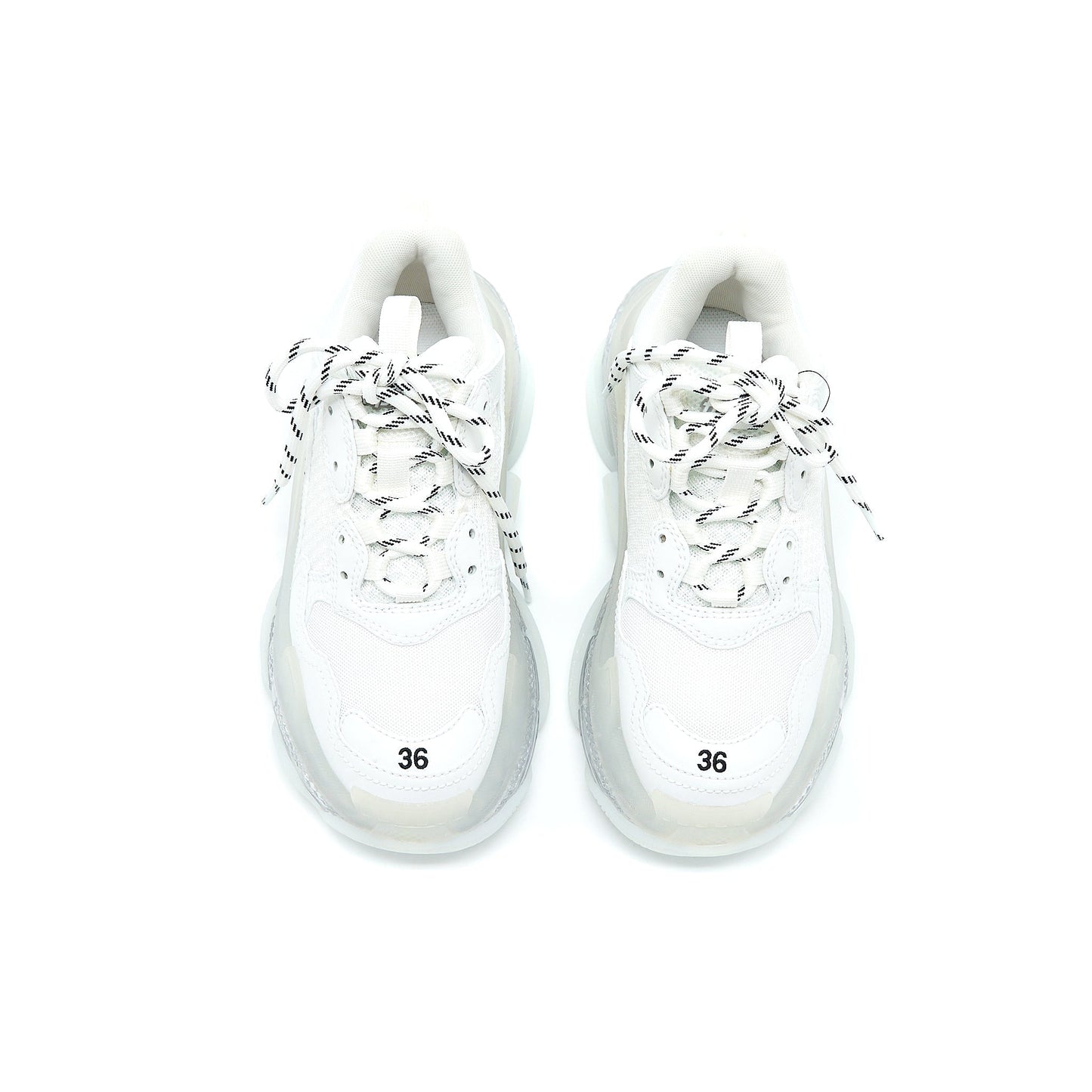 Balenciaga Size 36 Triple S Sneakers Clear Sole in White Double Foam/Mesh