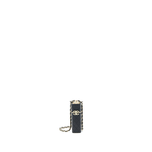 Chanel Squared Lipstick Case On Chain Black LGHW