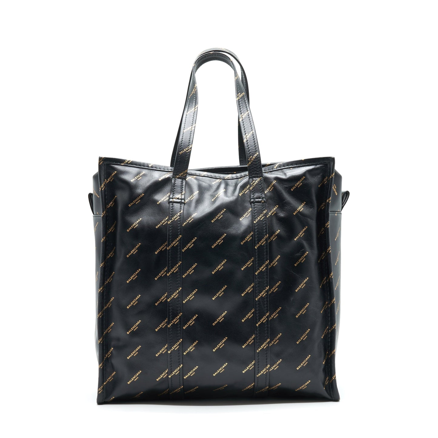 Balenciaga Logo Printed Bazar Shopper M Leather Bag