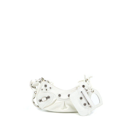 Balenciaga Le Cagole XS Shoulder Bag Lambskin White SHW