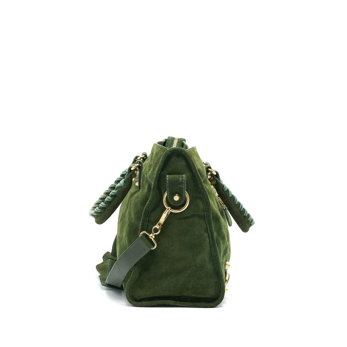 BALENCIAGA GIANT CITY BAG IN SUEDE GREEN GHW