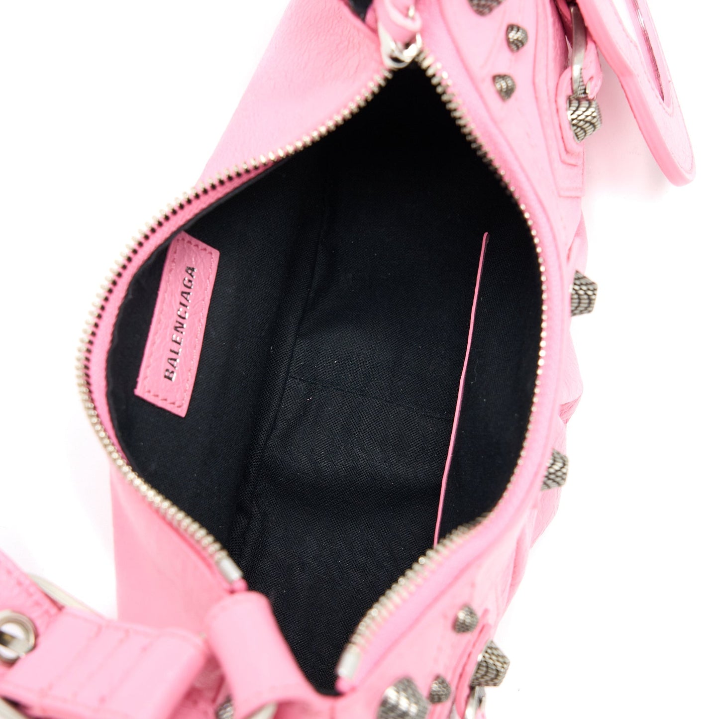 Balenciaga Le Cagole XS Shoulder Bag Calfskin Pink Aged-Silver Hardware