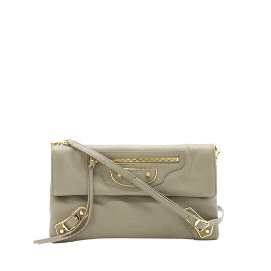 Balenciaga city Fold Clutch/ Shoulder Bag grey GHW