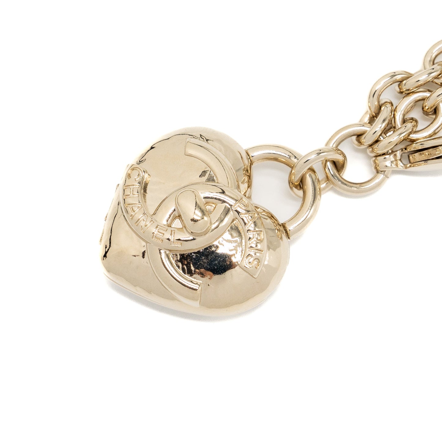 Chanel 22b Heart Dropped CC logo Chain Belt LGHW