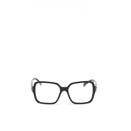 Chanel square glasses with letter black with light gold tone