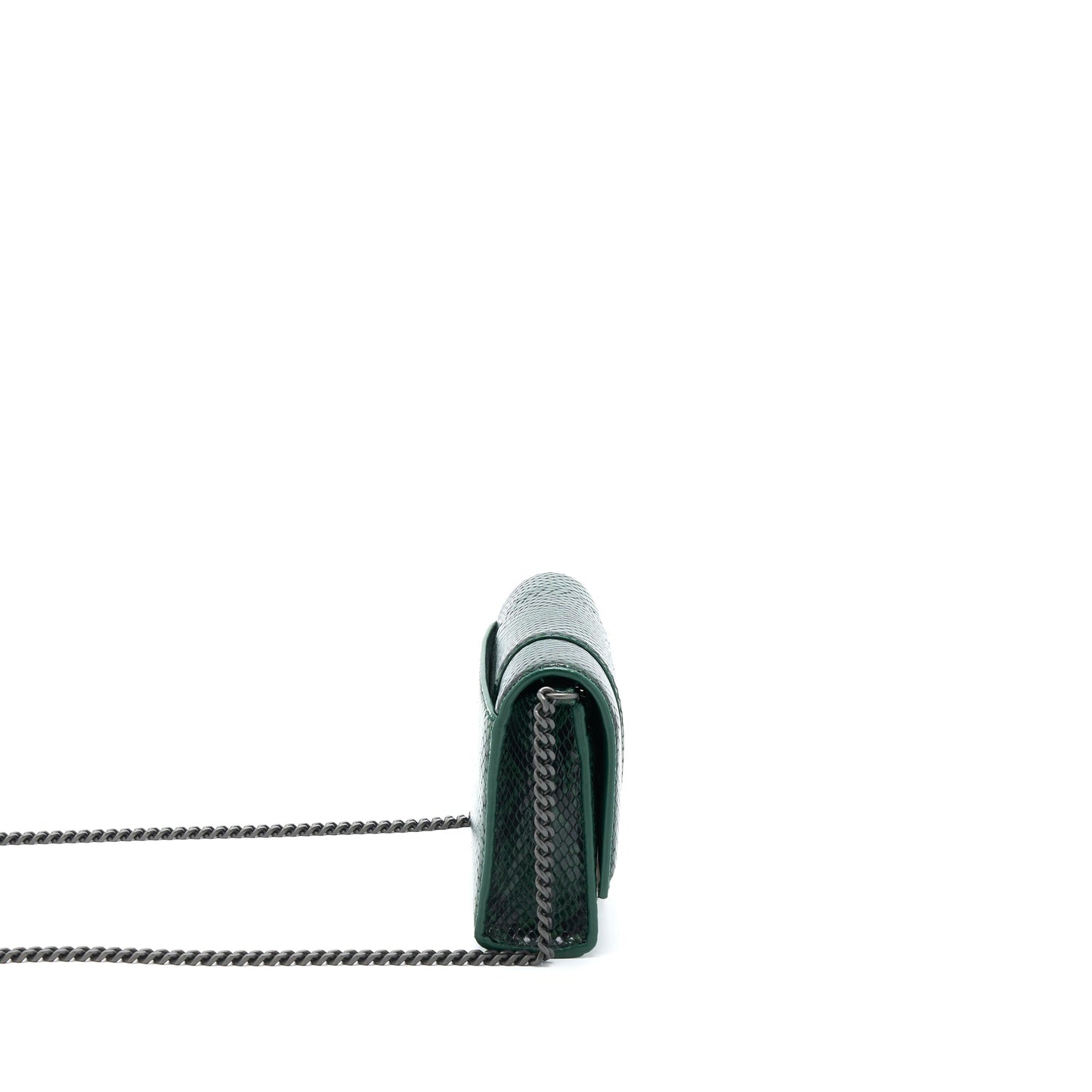 Balenciaga Hourglass Wallet With Chain Python Embossed Calfskin Black/ Dark Green