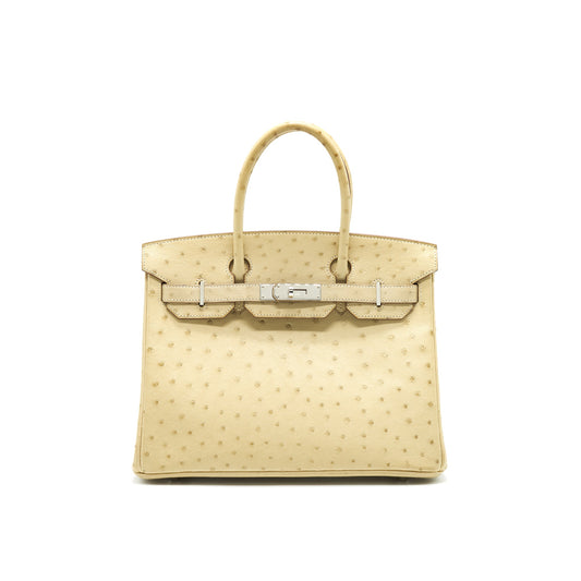 Hermes birkin 30 Parchemin Ostrich SHW stamp T