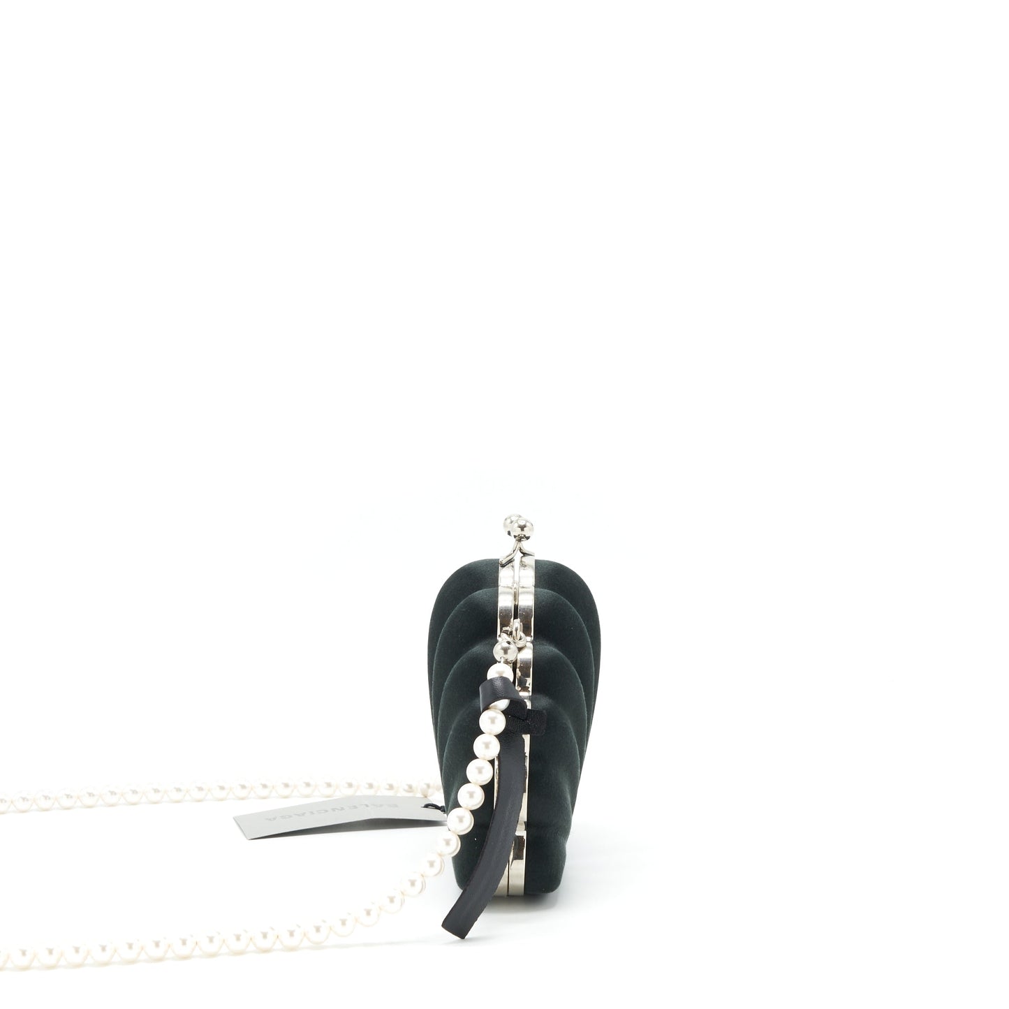 Balenciaga Satin Beads Shell Clutch black SHW