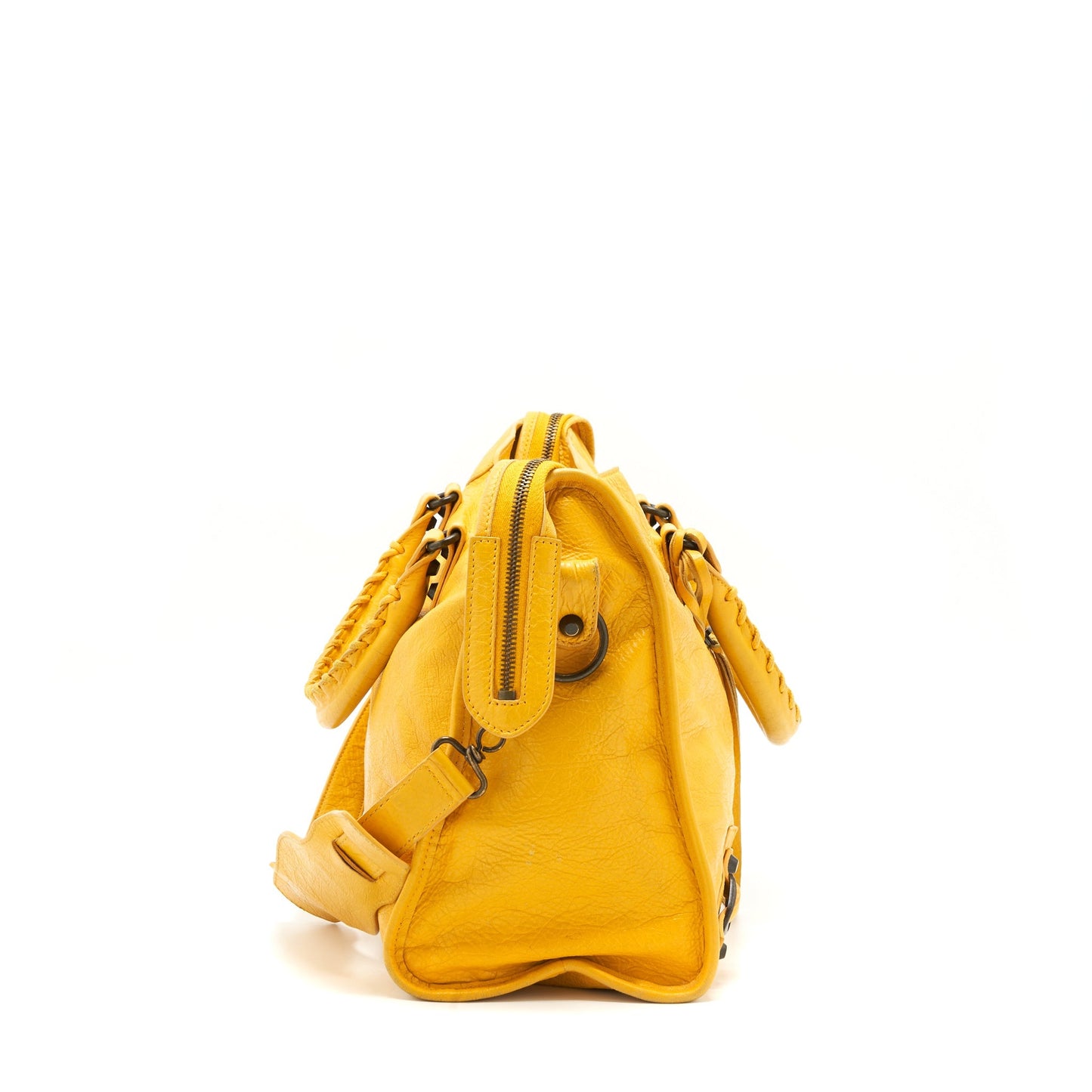 Balenciaga classic city bag yellow ruthenium hardware