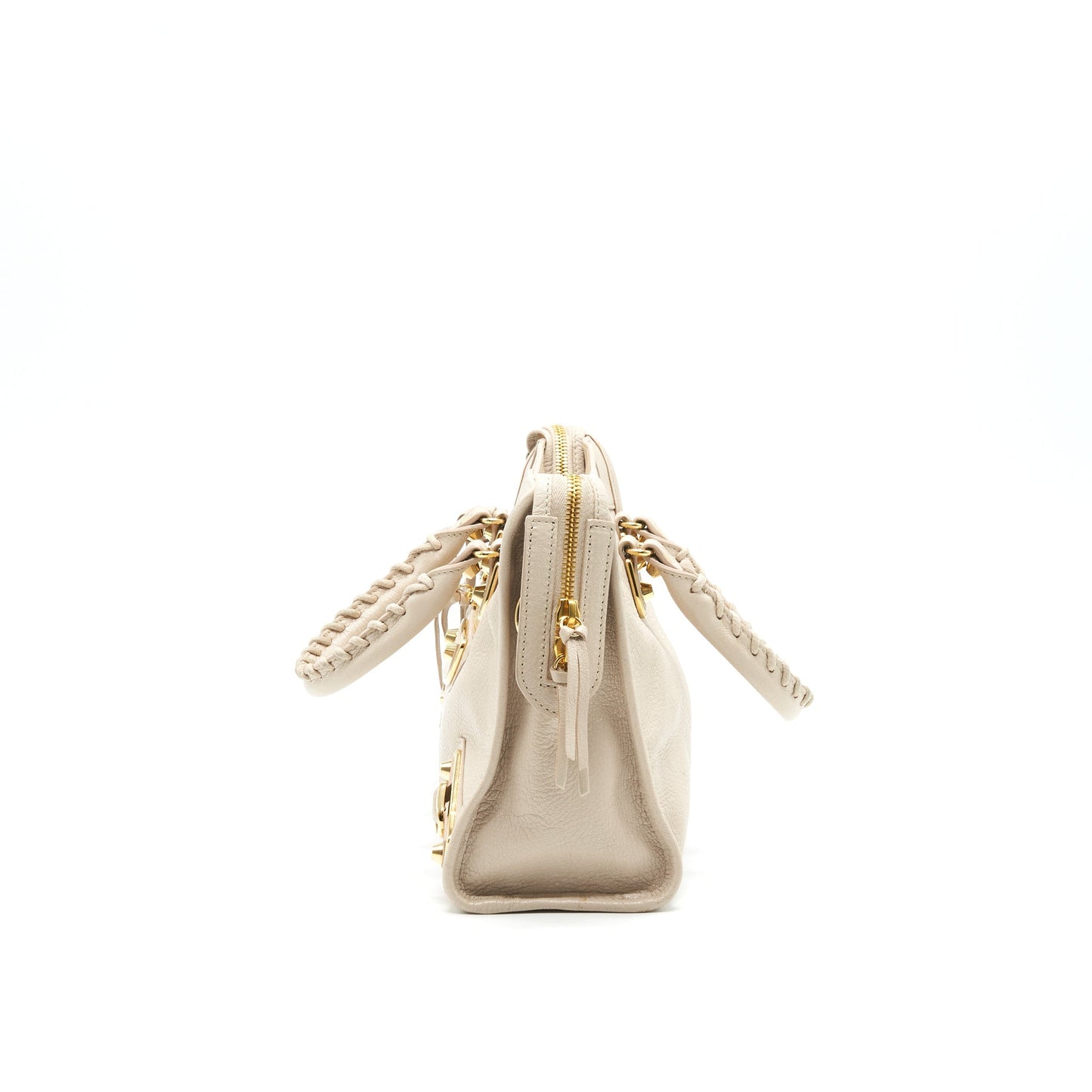 BALENCIAGA SMALL METALLIC EDGE CITY BEIGE GHW