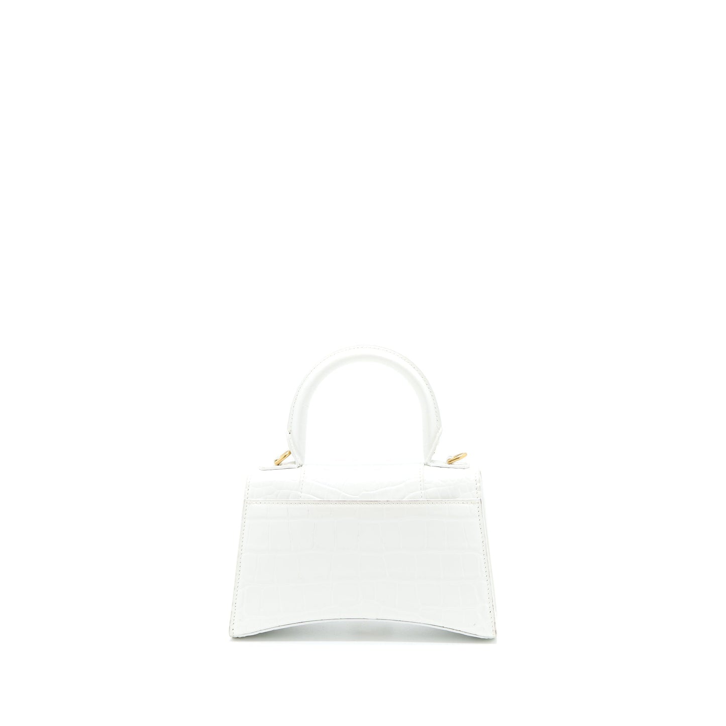 Balenciaga Hourglass XS Croc Embossed Calfskin White GHW