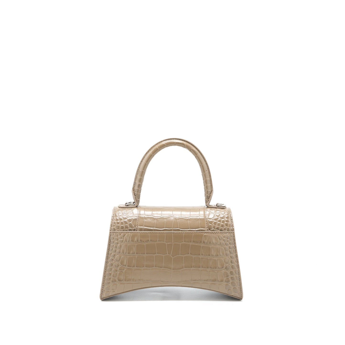 Balenciaga Small Hourglass Bag Cro Embossed Calfskin Dark Beige SHW