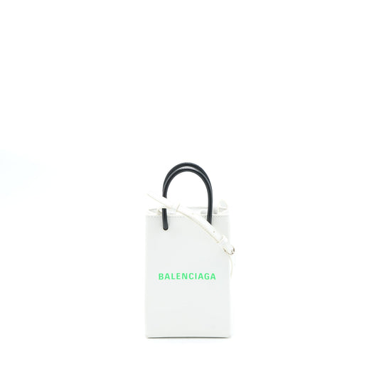Balenciaga Mini Shopping Phone Pouch Calfskin White/Multicolour SHW