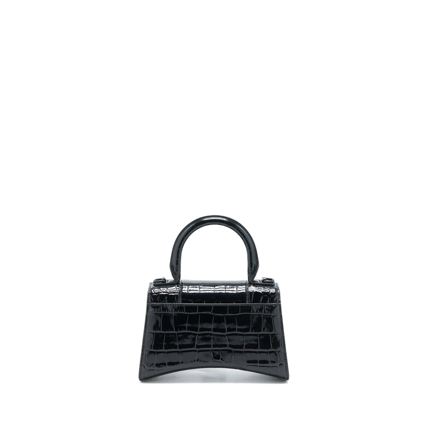Balenciaga Hourglass XS Croc-Embossed Leather Black with Black Hardware