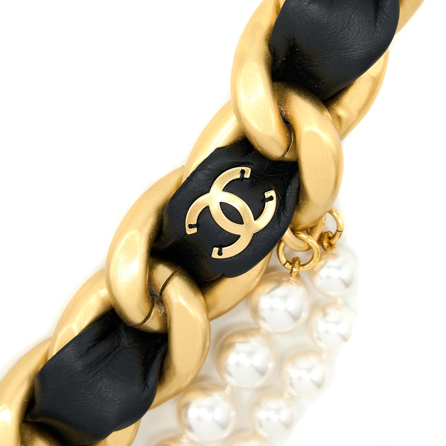 Chanel Size 80 Fancy Belt With Pearl Drop/Leather Bow Brushed GHW