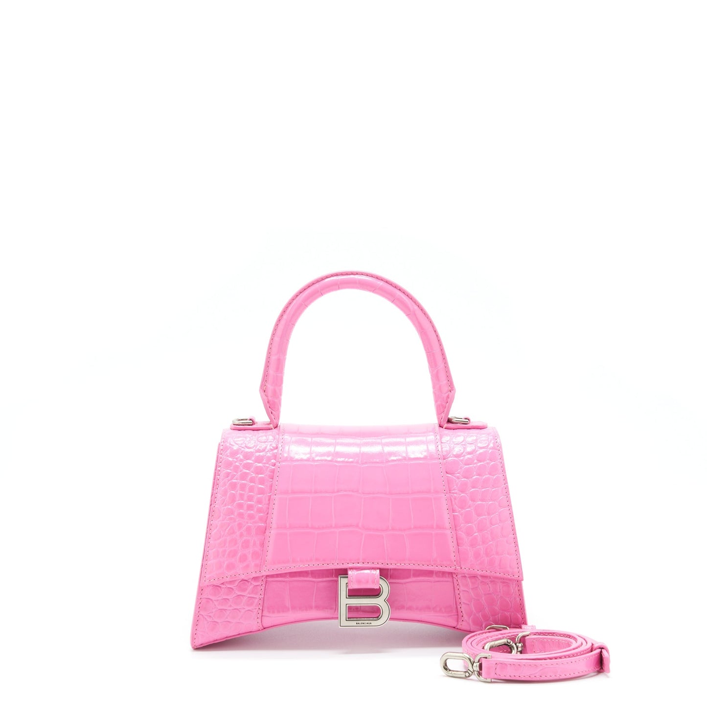 Balenciaga Hourglass Croc Embossed Pink SHW