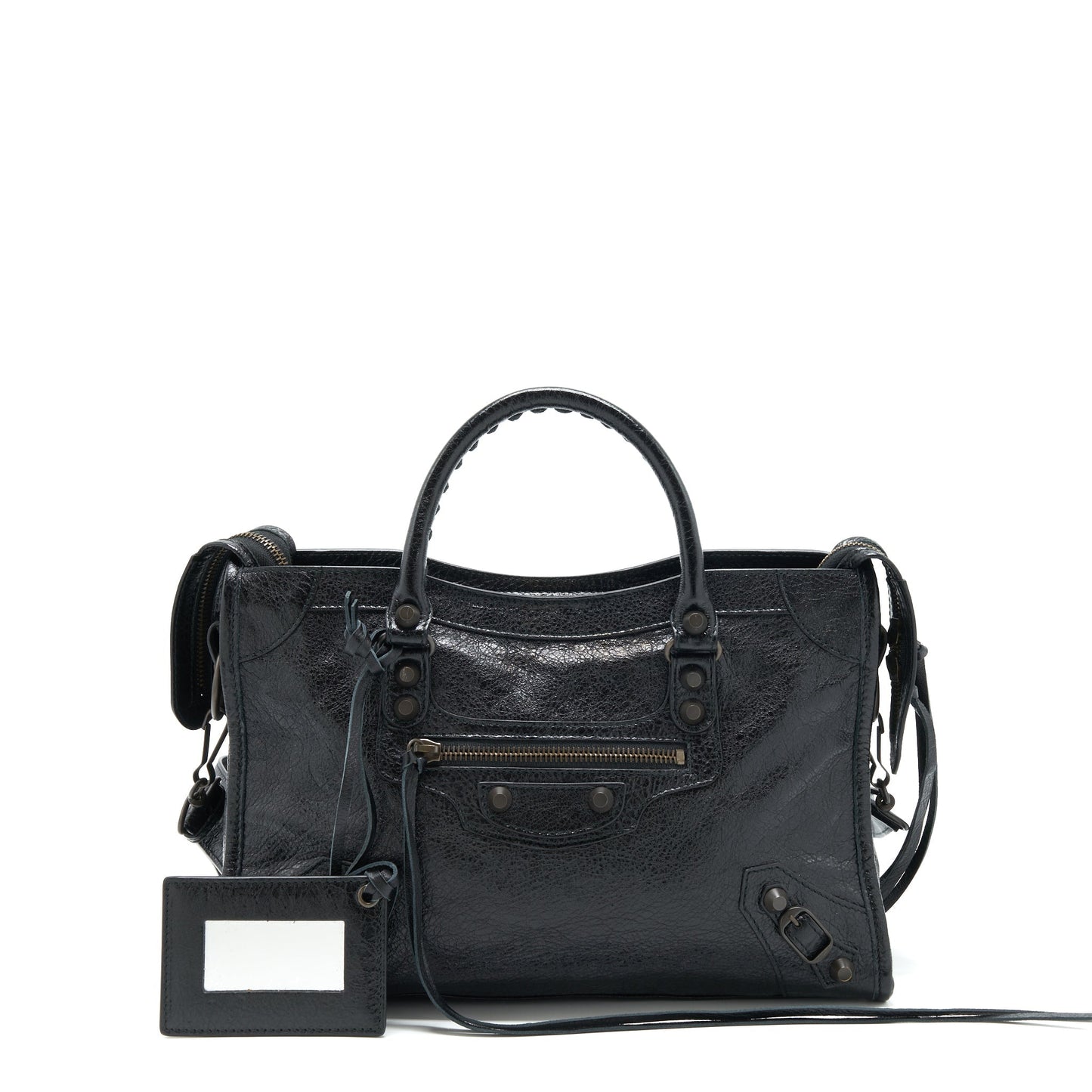 Balenciaga Small Classic City Crossbody Bag black with Logo print strap