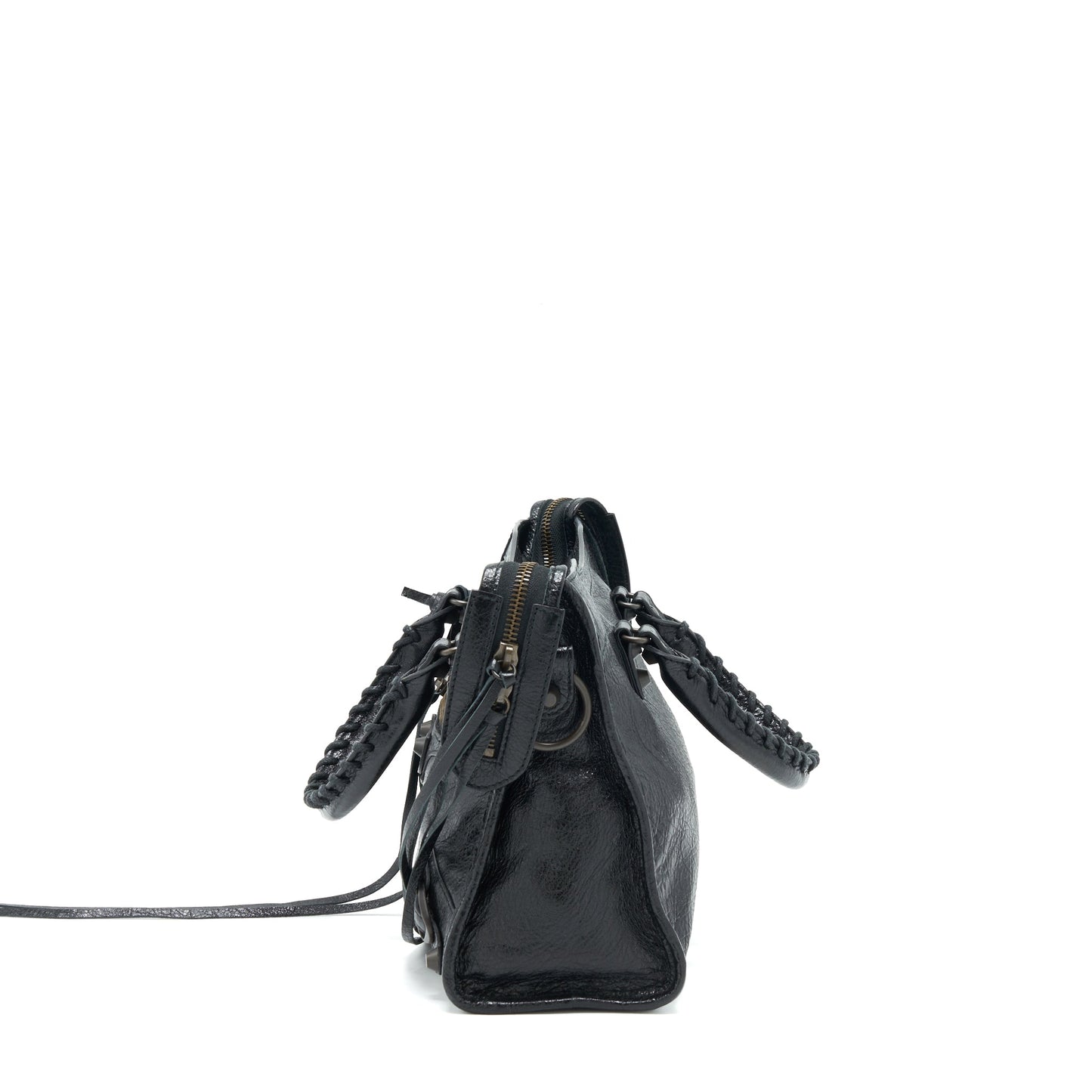 Balenciaga Small Classic City Crossbody Bag black with Logo print strap