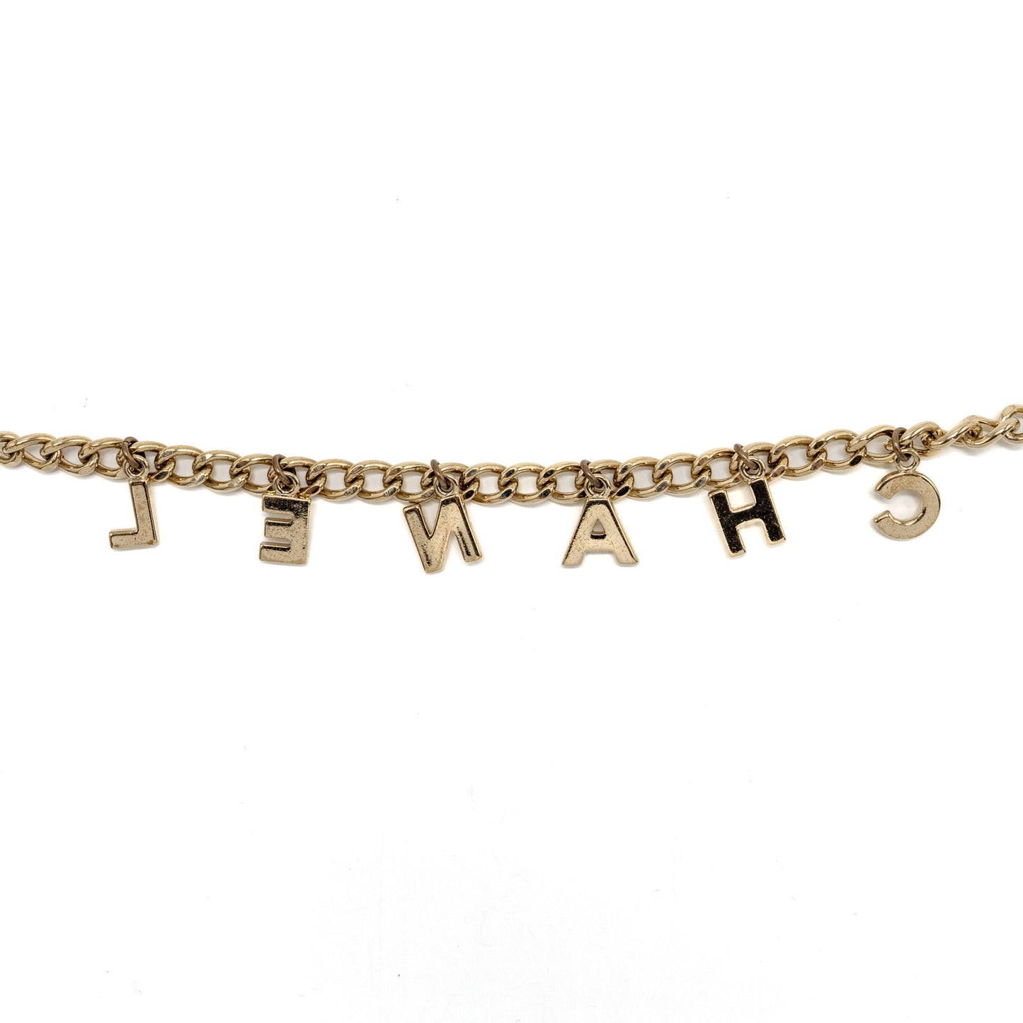 Chanel Letter Drop Chain Belt Light Gold Tone