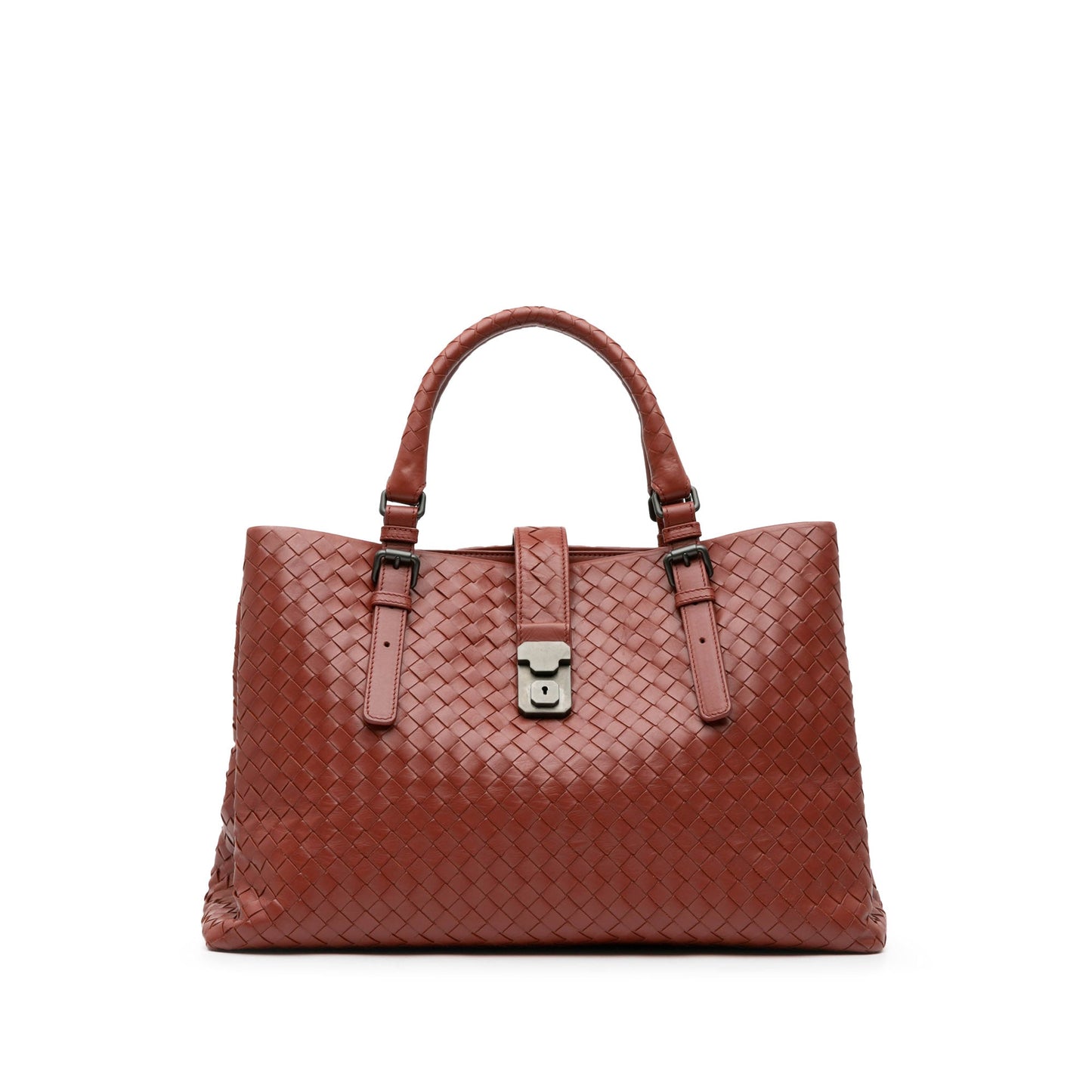 Red Bottega Veneta Medium Nappa Intrecciato Roma Tote