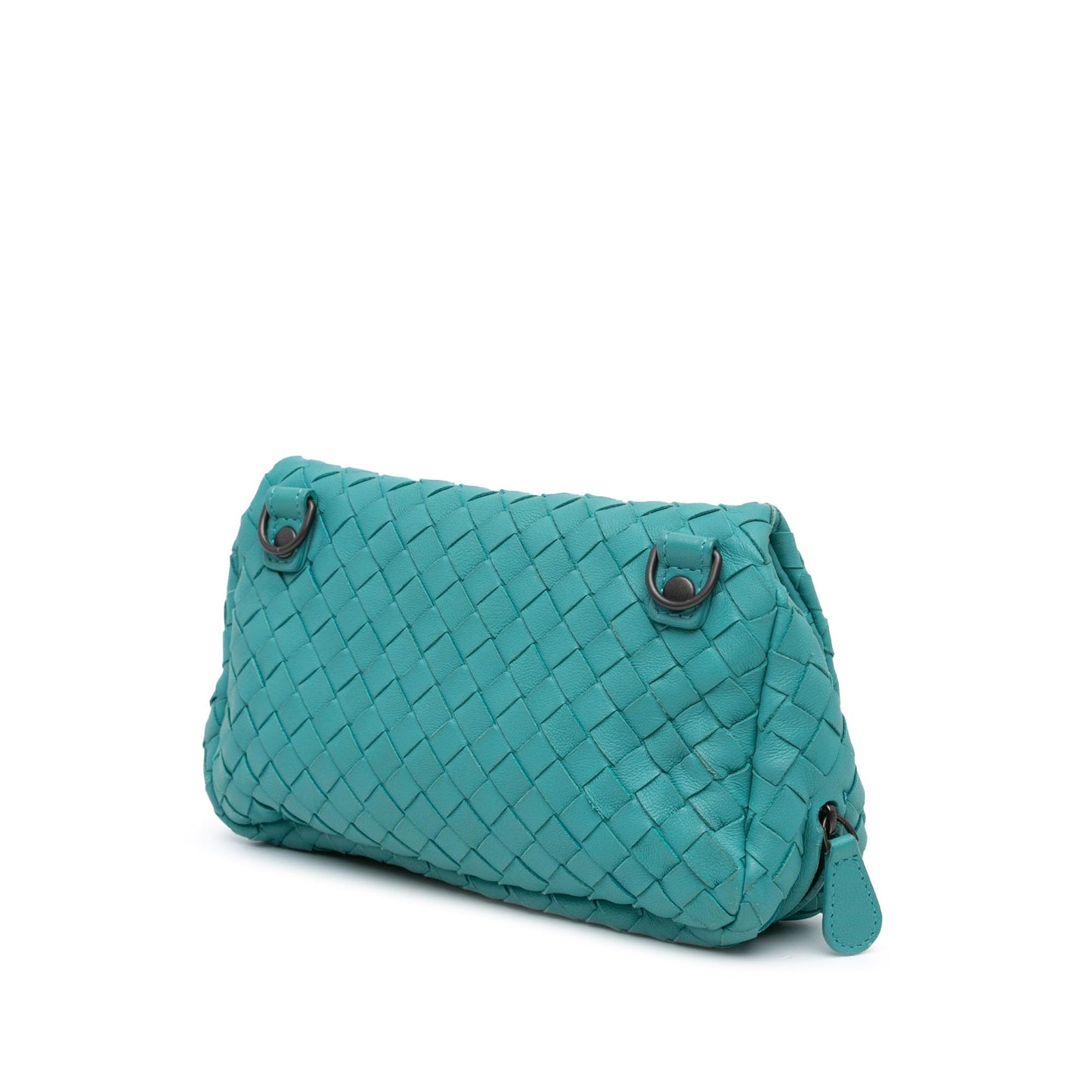 Blue Bottega Veneta Intrecciato Chain Flap Crossbody