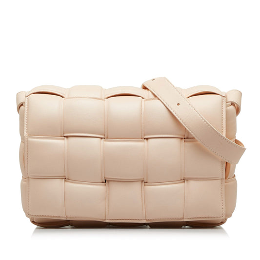 Cream Bottega Veneta Intrecciato Padded Cassette Crossbody Bag