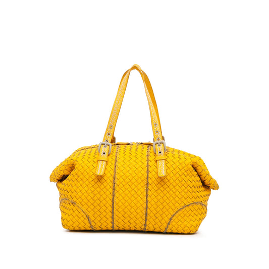 Yellow Bottega Veneta Intrecciato Vivo Cervo Satchel