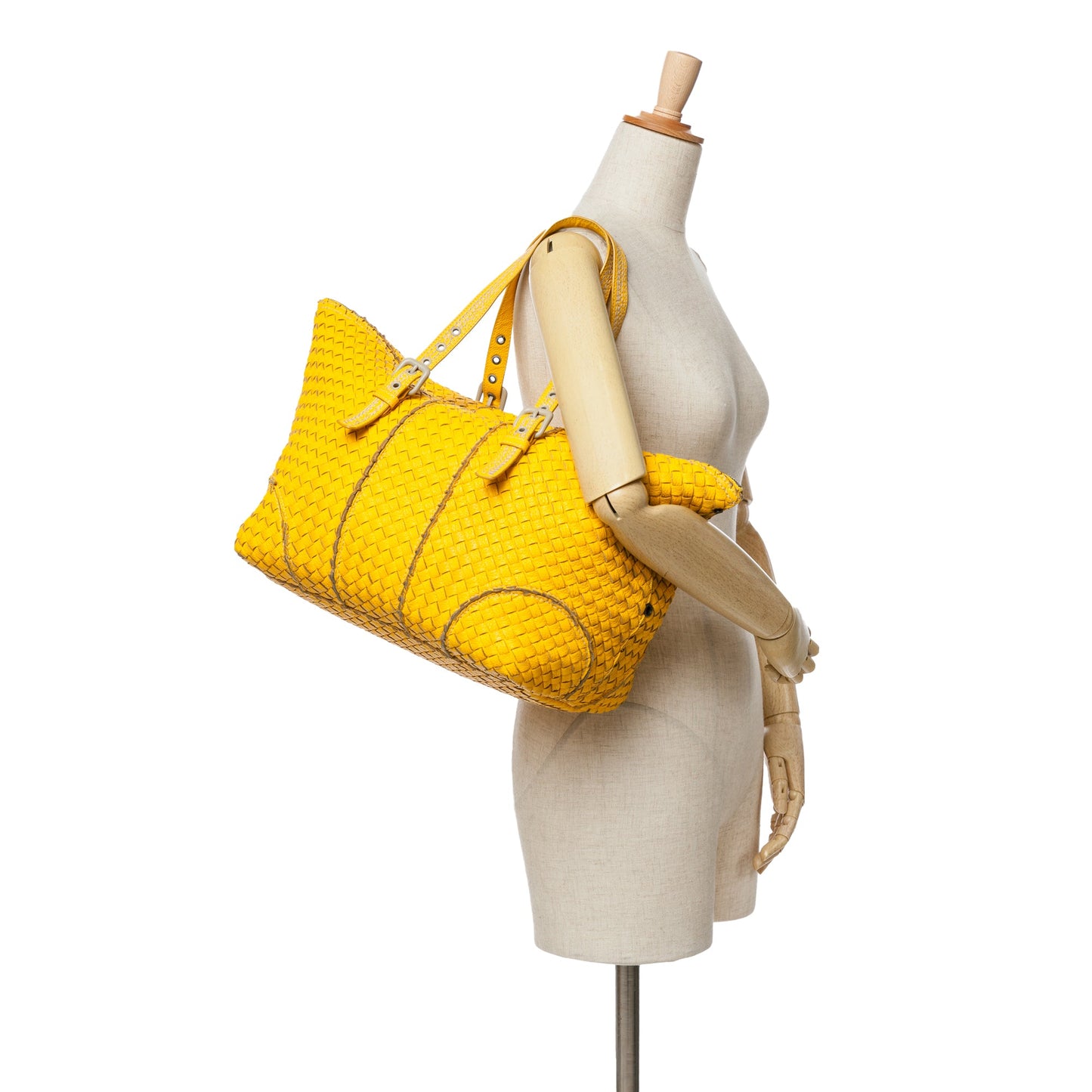 Yellow Bottega Veneta Intrecciato Vivo Cervo Satchel