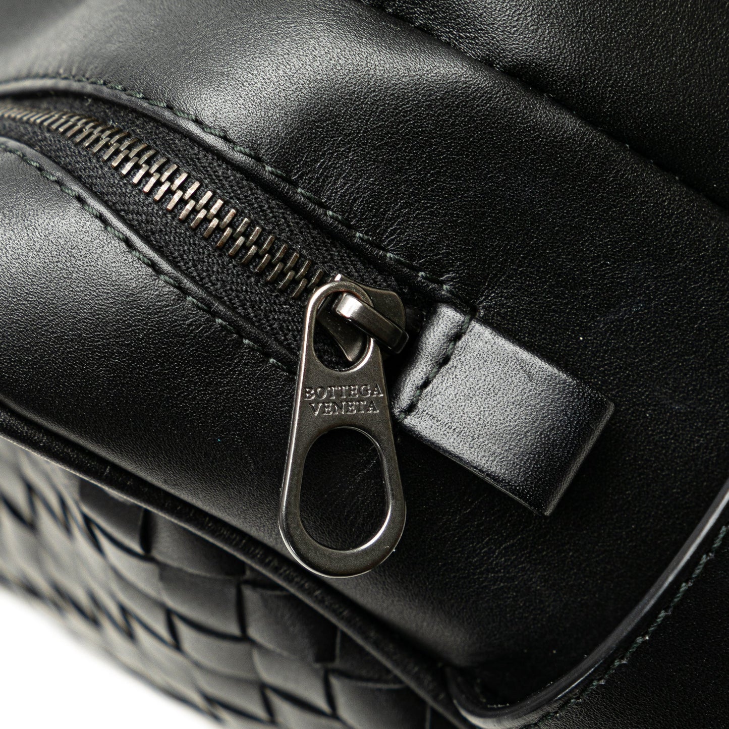 Black Bottega Veneta Leather Intrecciato Clutch