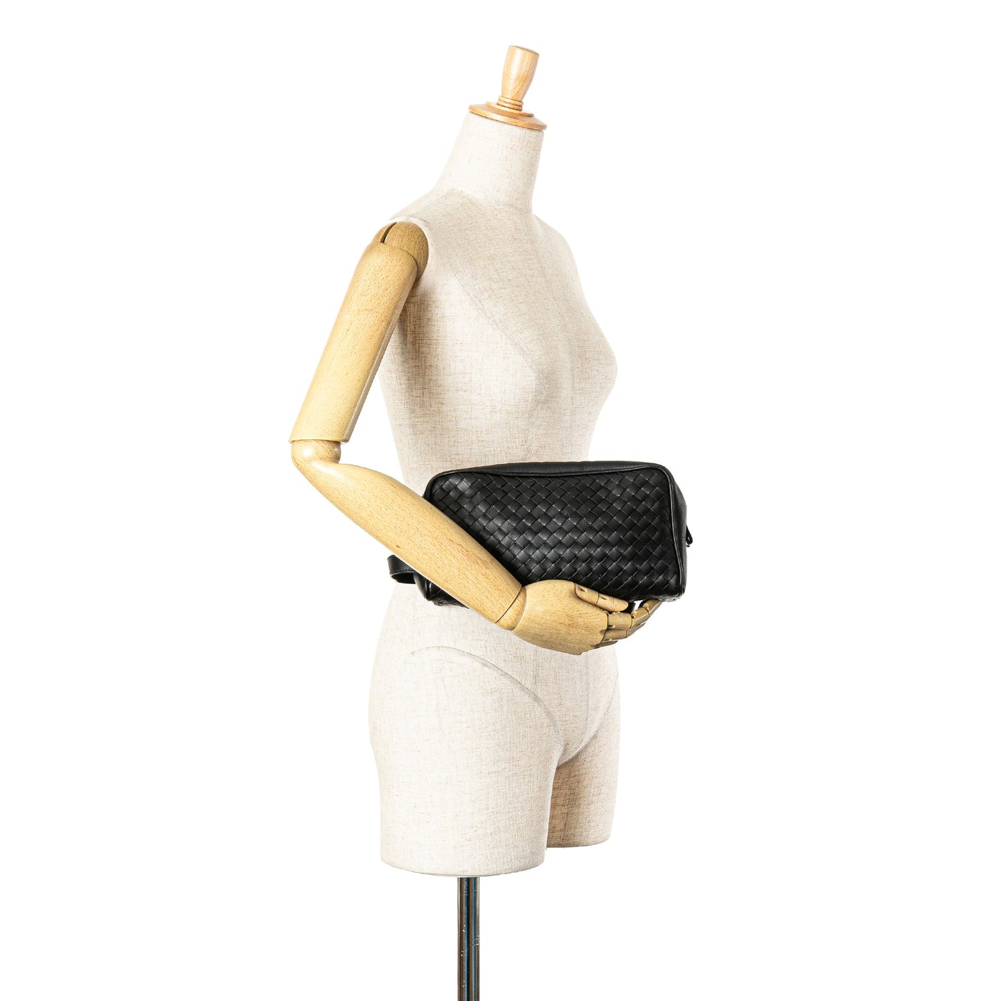 Black Bottega Veneta Leather Intrecciato Clutch