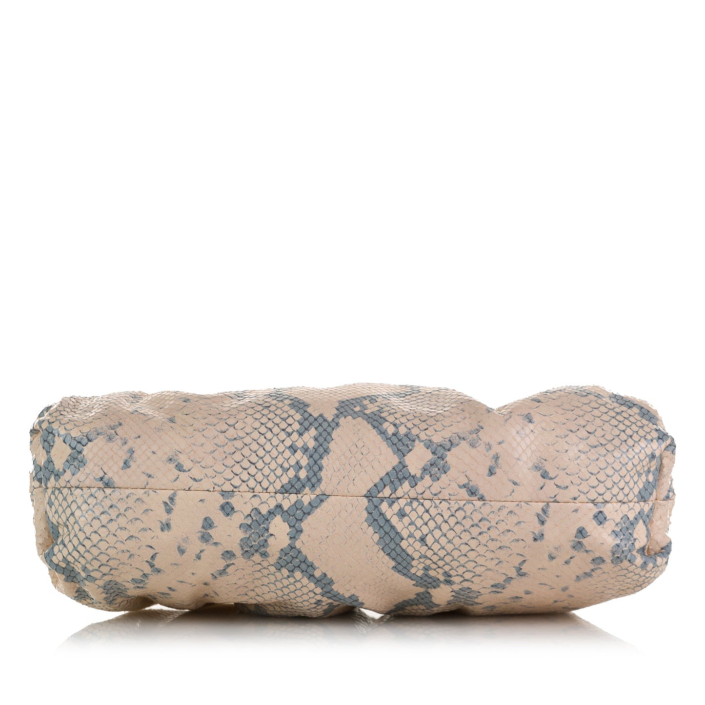 Beige Bottega Veneta Teen Python Print Goatskin Pouch Clutch Bag