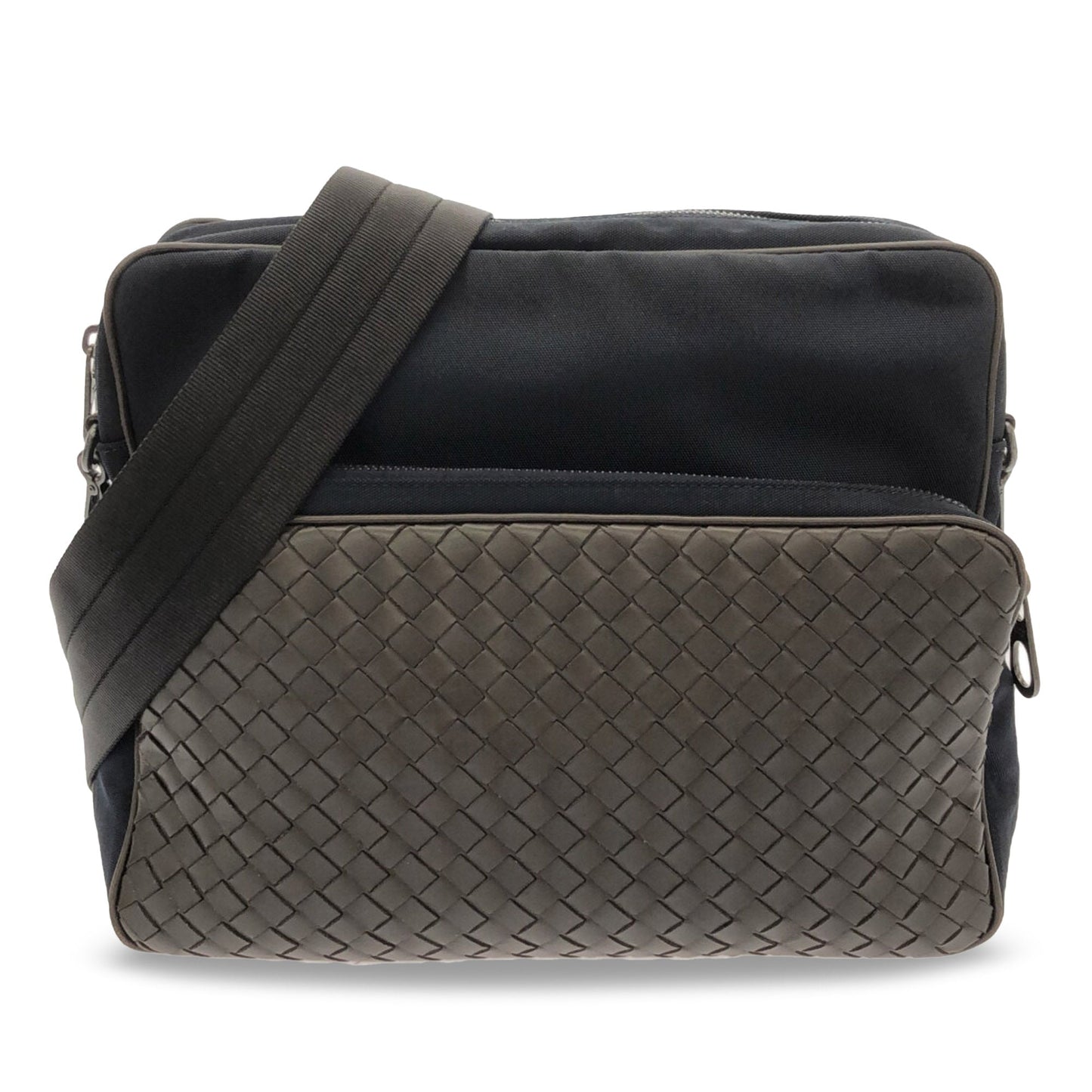 Bottega Veneta Sac Intrecciato Leather and Canvas Crossbody