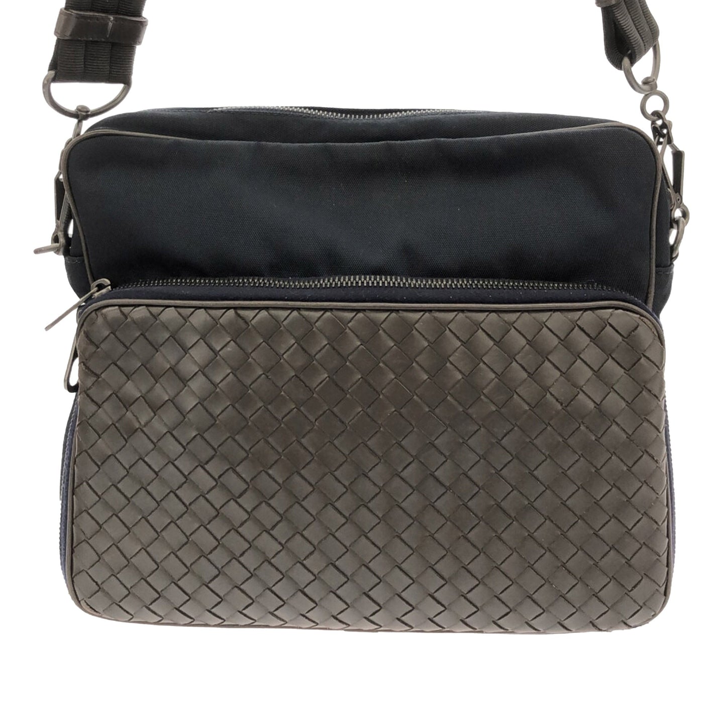 Bottega Veneta Sac Intrecciato Leather and Canvas Crossbody