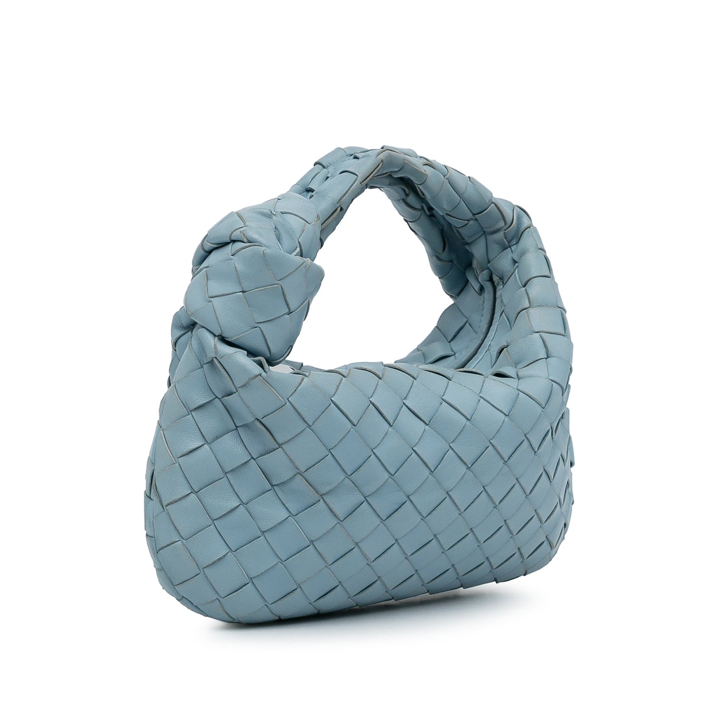 Blue Bottega Veneta Mini Intrecciato Jodie Handbag