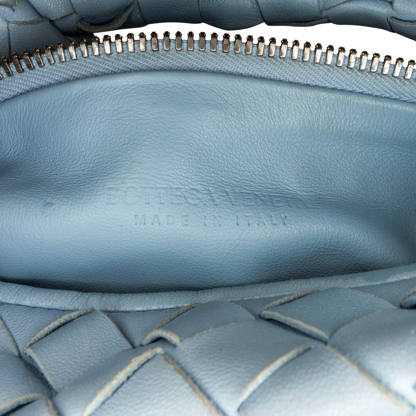 Blue Bottega Veneta Mini Intrecciato Jodie Handbag